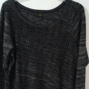 Worthington Blk & Grey Tweed Sweater